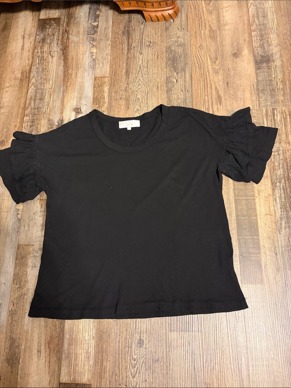 Chele 100% Organic Cotton Beach Top with Ruffle sleeves 
Black  size Small